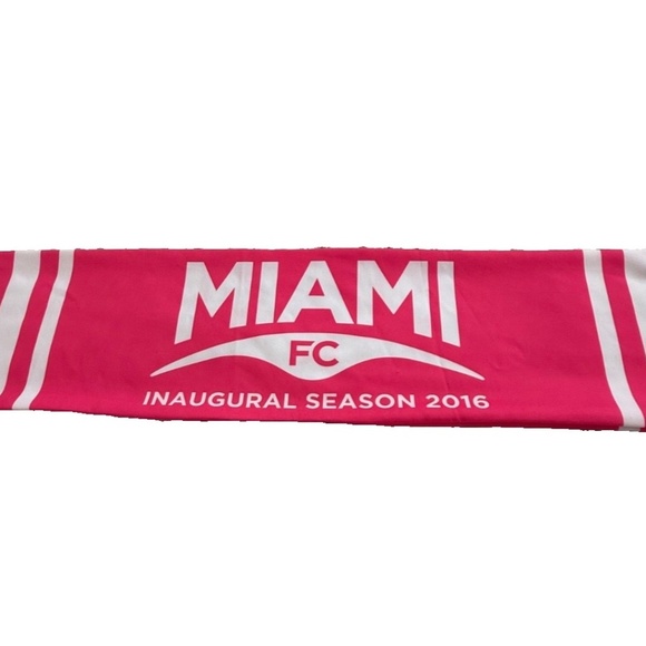 Miami FC Futbol Club Inaugural Season Fan Scarf; Soccer Pink and White; 60" x 7" - Picture 4 of 5